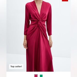 Satin pink dress with knot